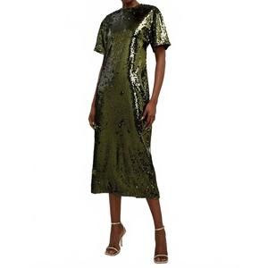 slim fit dress slacks KAREN MILLEN Green Embellished Strong Shoulder Woven Mini Dress UK 6   Reliked